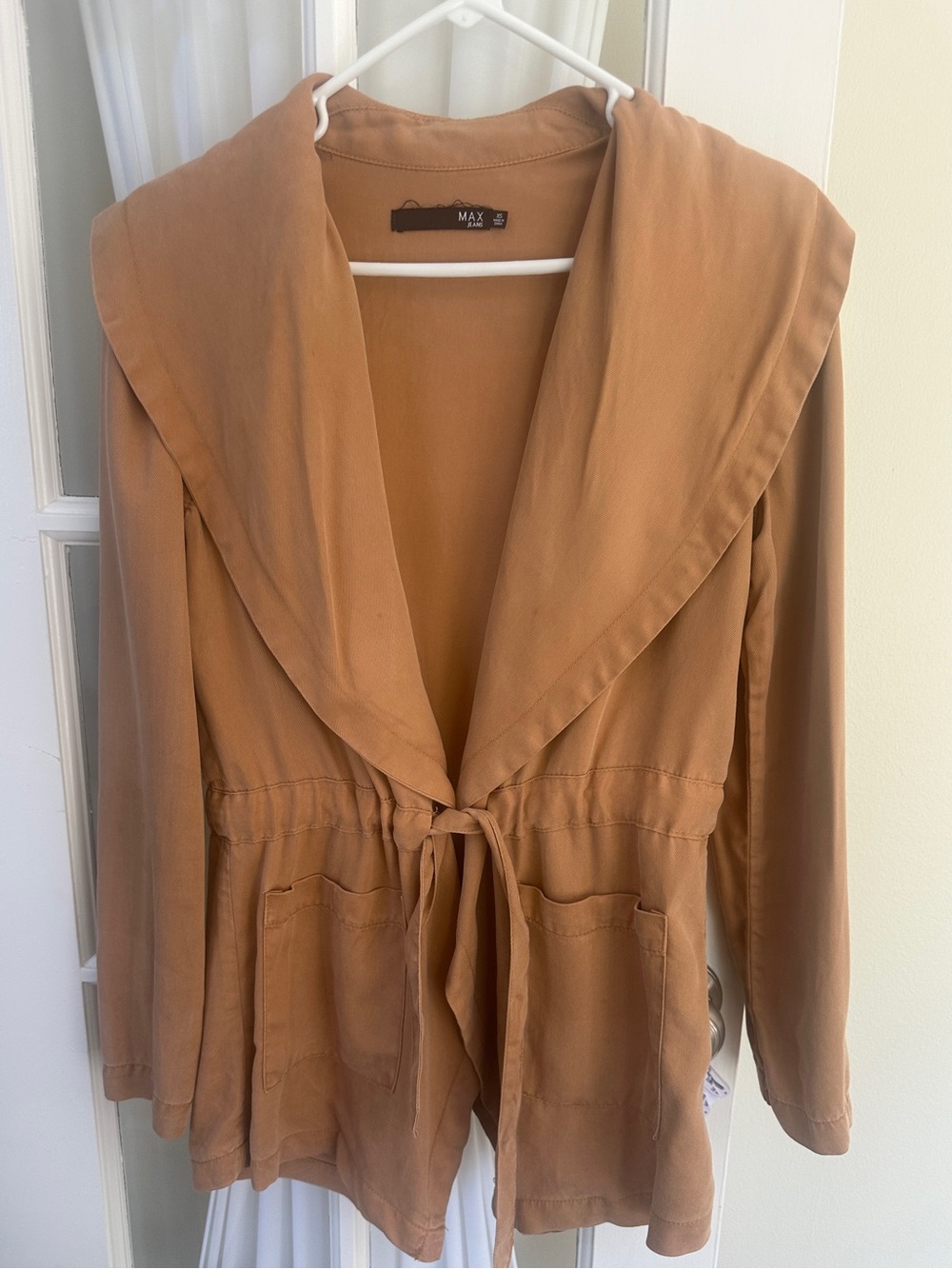 Max Jeans Khaki Duster Jacket Spring Summer XS Women Soft 100% Tencil